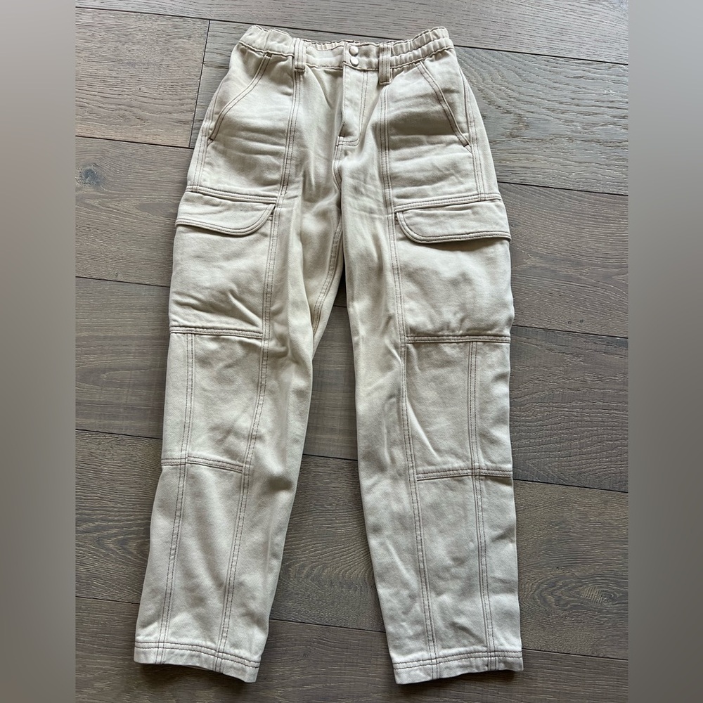 PacSun Small Elastic Waist Cargo Pants in Cream
